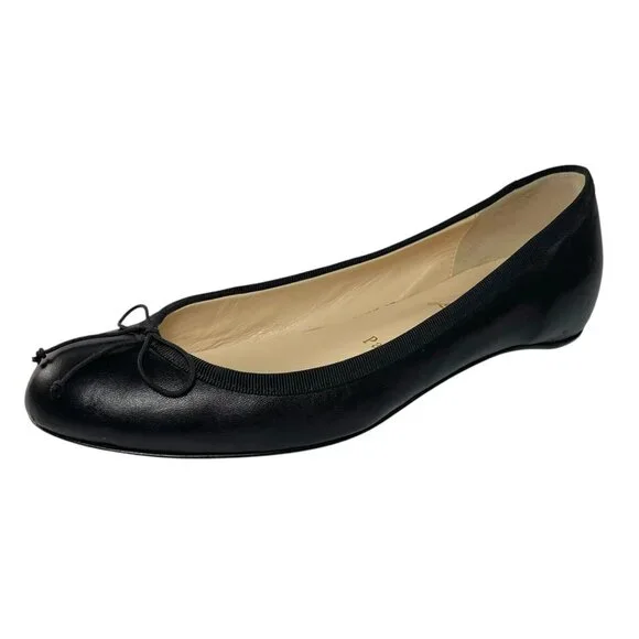 CHRISTIAN LOUBOUTIN Black Bow Leather Ballet Flats Womens 35 5 - Picture 2 of 13